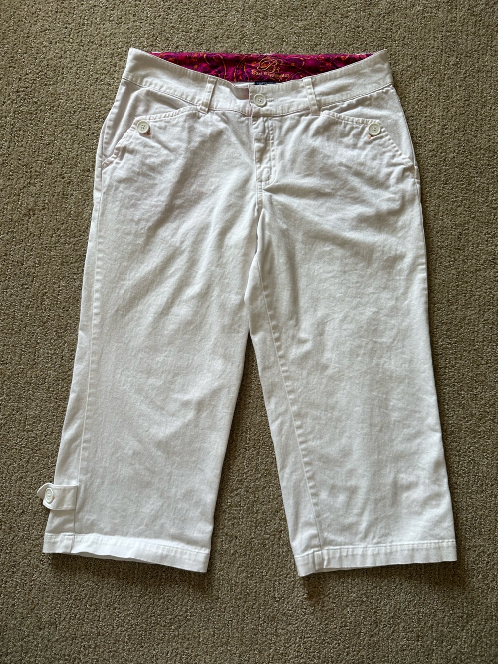 Vintage Y2K Cargo Utility Style 90’s B.U.M. Culotte White Denim Capri Pants